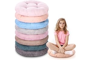 Fumete 8 Pcs 16 Inch Round Floor Cushions for Kids and Toddlers, Flexible Seating Classroom Furniture Floor Pillow for Home, Daycare, Preschool, Yoga and Meditation (Neutral)