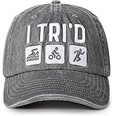 InnoBeta Triathlon Gifts, Triathlon Hat for Men Women for Christmas, Birthday, Adjustable Embroidered Baseball Cap Gray