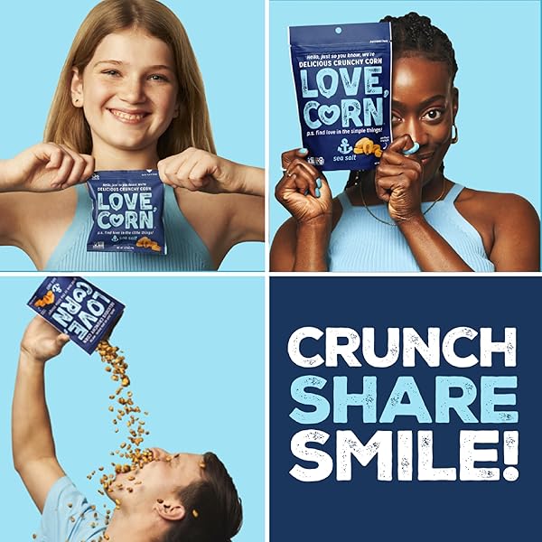 LOVE CORN SEA SALT | DELICIOUS CRUNCHY CORN NATURAL SNACK | 4 OUNCE X 1 BAG | NON-GMO, LOW-SUGAR, GLUTEN-FREE, PLANT BASED, VEGAN, LOW SUGAR