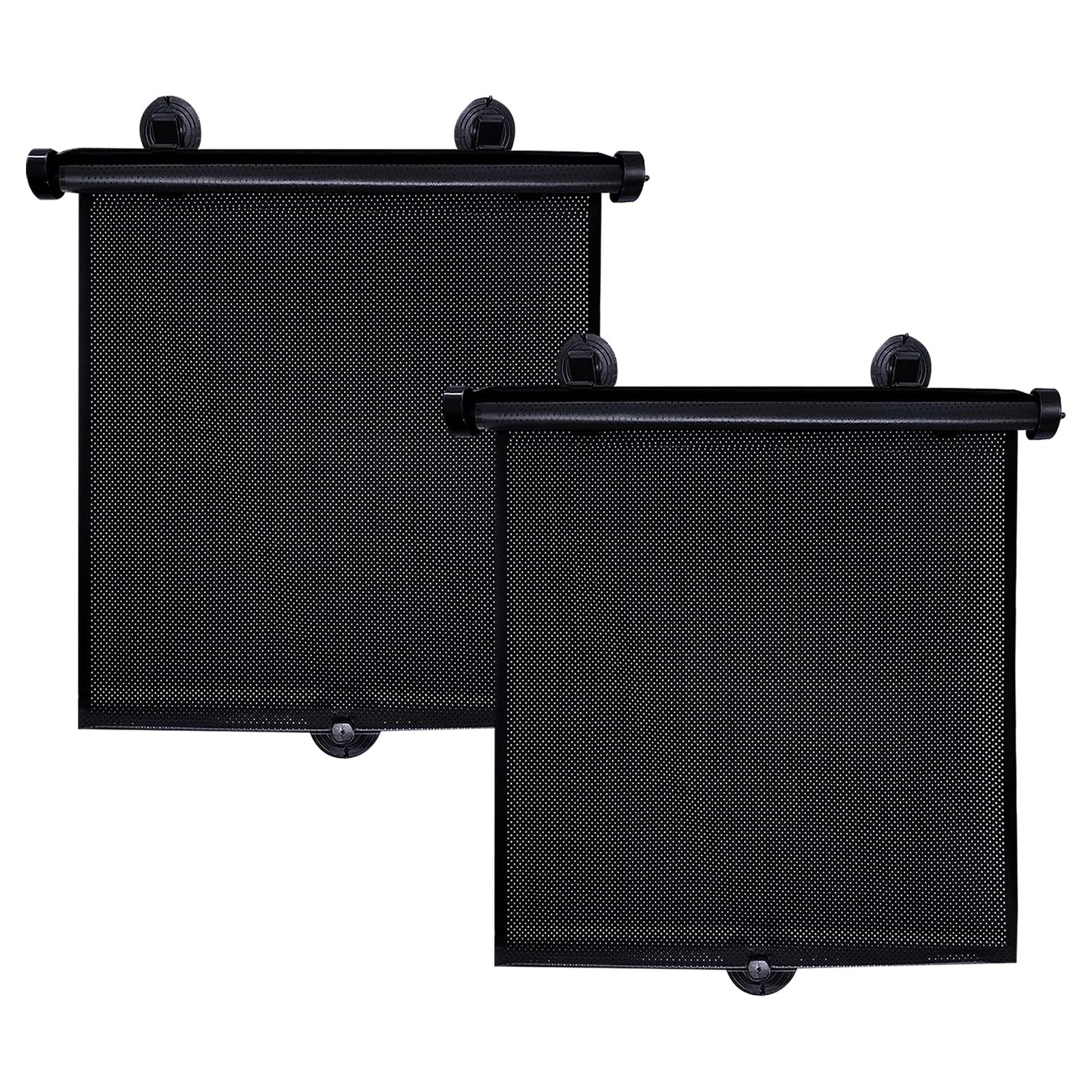 Photo 1 of povtii 2 PCS Car Side Window Sun Shade, 19.7"×19.7" Retractable Auto Window Shade Blocks Heat and UV Rays Glare Protection, Roller Sunshade Visor with Suction Cups, Car Accessories (Black)