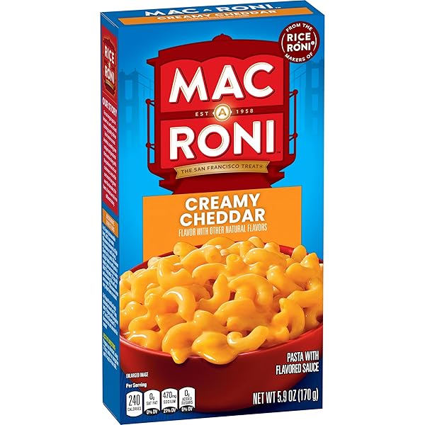 MAC A RONI, CREAMY CHEDDAR MACARONI AND CHEESE, 5.9 OZ BOX
