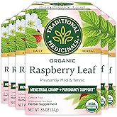 Traditional Medicinals Organic Raspberry Leaf Tea, Supports Healthy Pregnancy and Soothes Menstrual Cramps, (Pack of 6) - 96 Tea Bags Total