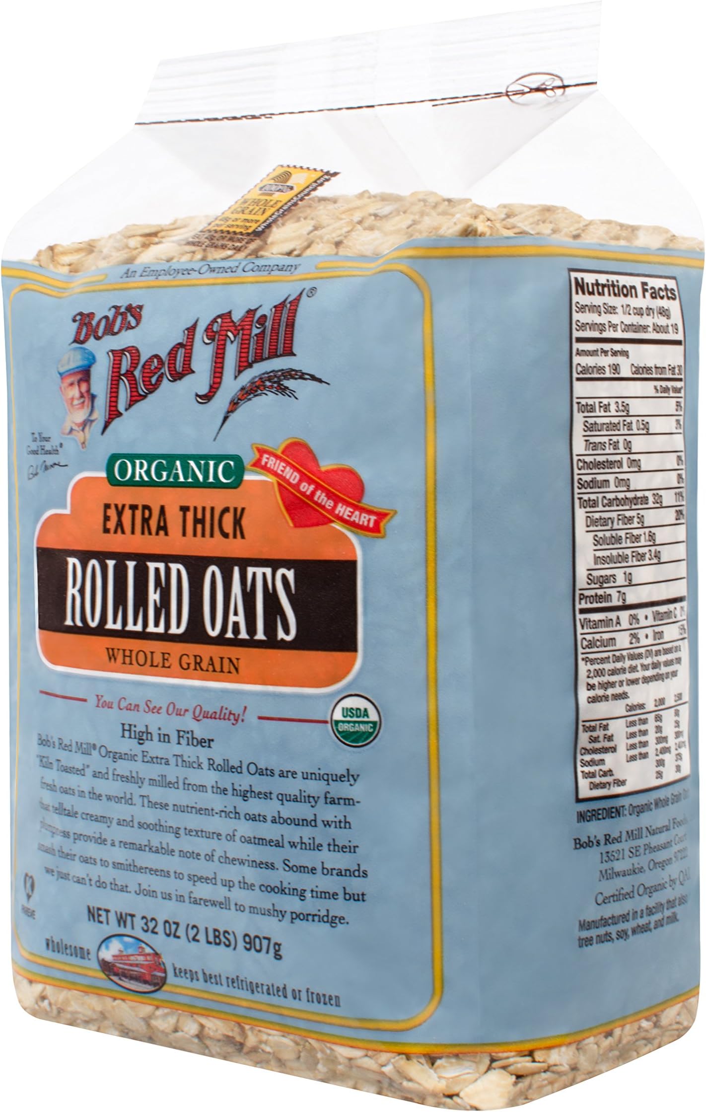 Bob's Red Mill Organic Thick Rolled Oats, 32 Ounce