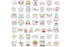 Fainne 100 Pcs Christmas Word Stickers for Crafts Christmas Vinyl Inspirational Stickers Waterproof Xmas Decals for Ornament Ball Wooden Cup Glass Water Bottle Decoration, 50 Style(Cross)