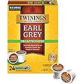 Twinings Decaffeinated Earl Grey Black Bergamot Tea K-Cups 24 CT (1 Pack) | Classic Black Tea, Light &amp; Citrusy, Without the Caffeine, 24 Keurig K-Cup Pods for Single Serve Brewers, Enjoy Hot or Iced