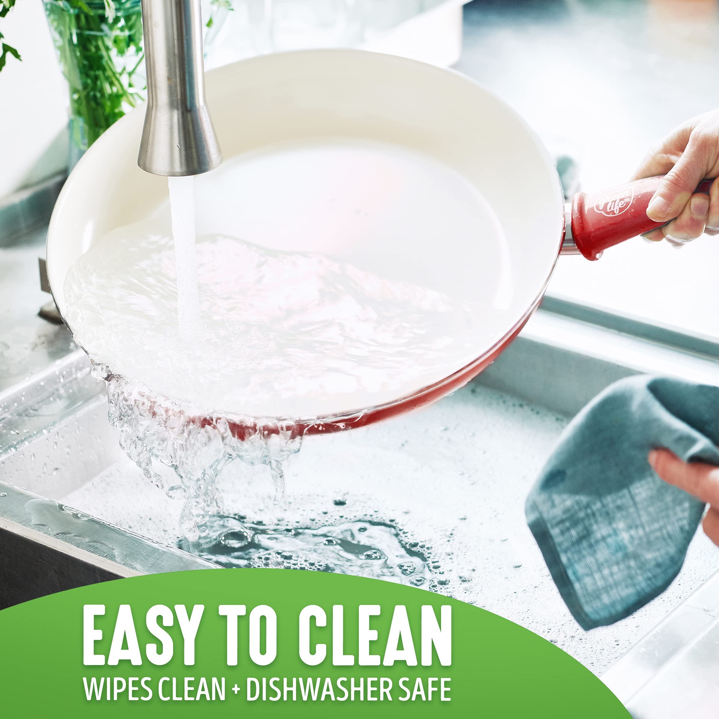 Greenlife 14 Piece Nonstick Ceramic Cookware Set with Soft Grip , burgendy