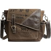 3Blifestyle Bourbon Canvas Messenger Bag for Men &amp; Women, Vintage Crossbody | Upcycled canvas &amp; genuine leather, multi-pocket, buckle flap, adjustable strap for crossbody or shoulder carry. Fits a tablet