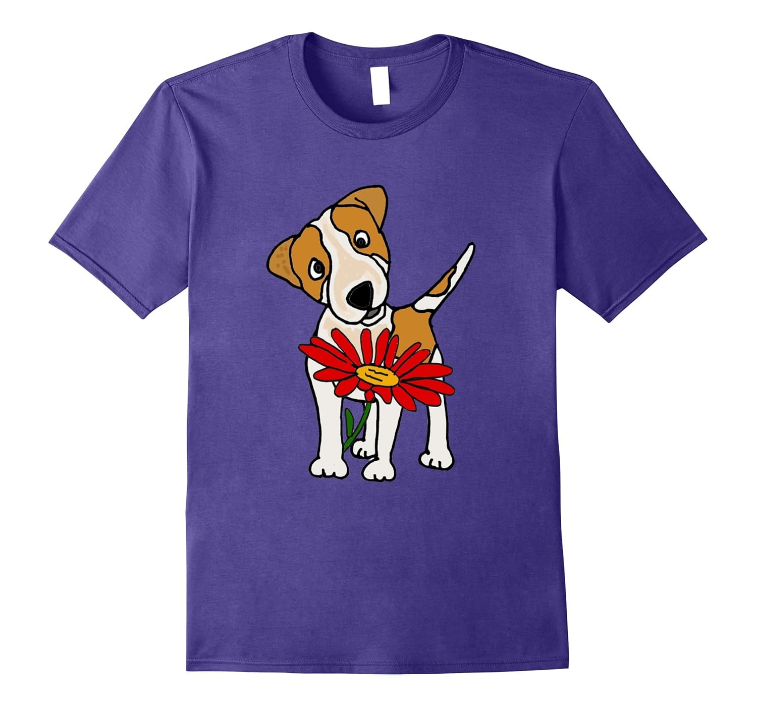 Smilemoretees Funny Jack Russell Terrier and Flower T-shirt-ANZ