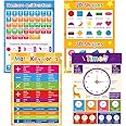 Lilias Time/2D&3D Shapes/Numbers and Fractions/Math Keywords 4 Themes/Set Educational Posters for Kids Kindergarten Nursery Classroom Supplies Decorations Teaching Aids A3 Big Size 11.34X16.45 Inch