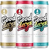 Good Daze Energy Drink, 200mg of Caffeine, Sugar Free, Variety 12 Pack | B Vitamins, L-Theanine, Pre Workout Performance with Antioxidants, 12 FL OZ Cans
