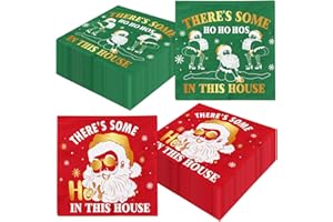 Christmas Paper Napkins, There’s Some Ho Ho Hos in This House Holiday Napkins, 40Pcs Funny Christmas Cocktail Napkins Party S