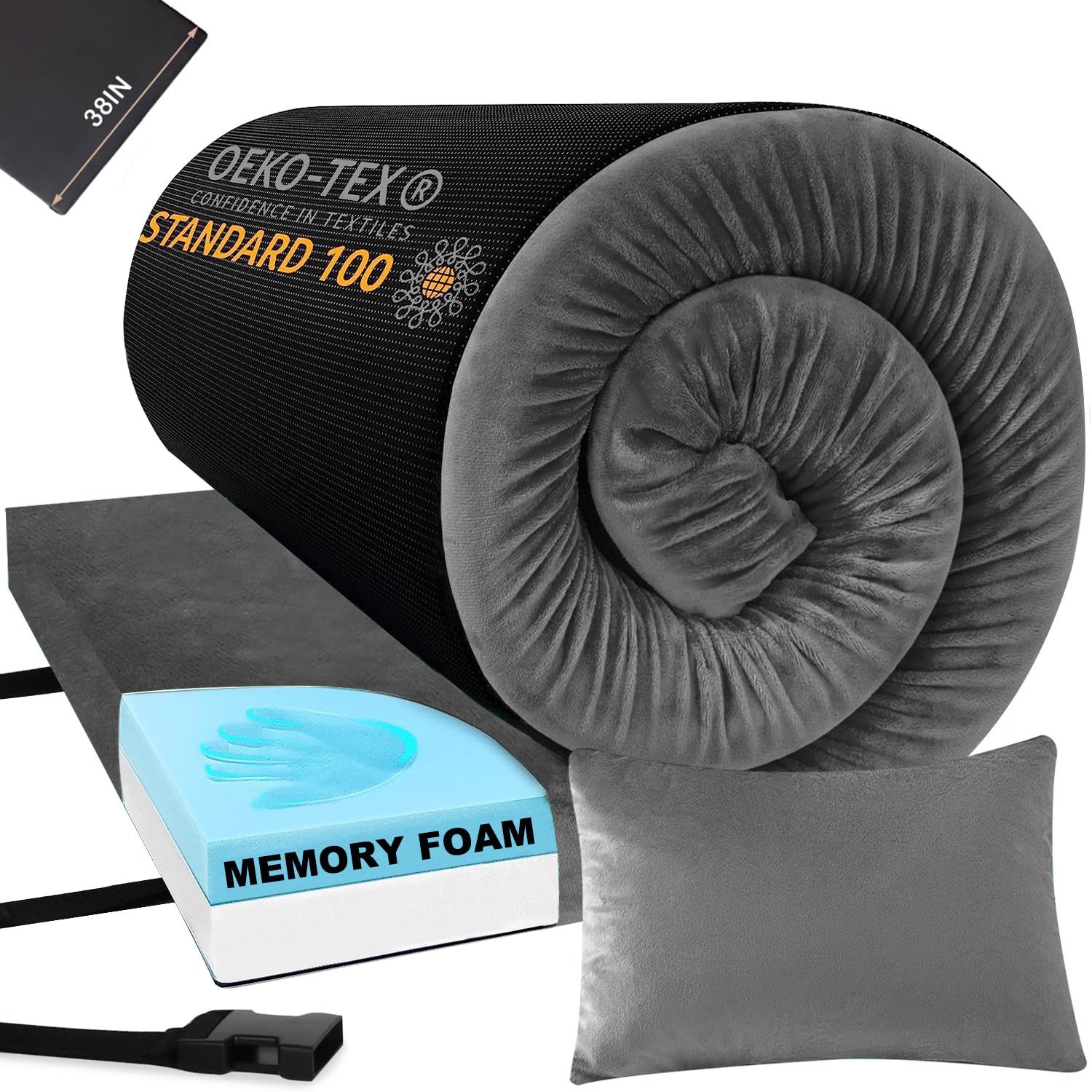 Photo 1 of * NO PILLOW OR PILLOWCASE *Aodisman Sleeping Pad,3-inch Thick Memory Foam Camping Mattress,Portable Roll-Up Mat for Car/Tent/Floor/Cot/Travel,Comfortable Pad for Guests Sleepover