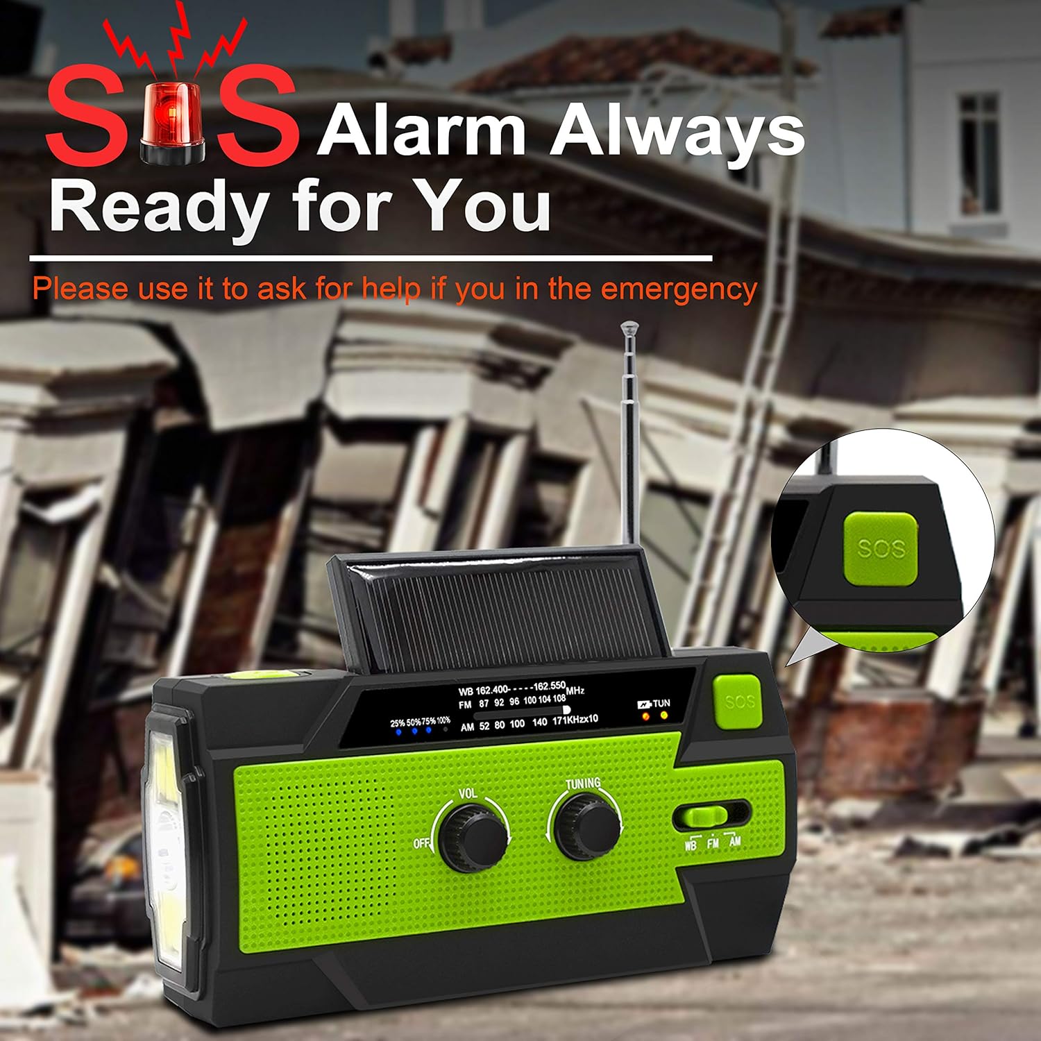 2020 Newest Emergency Crank Radio，4000mAh-Solar Hand Crank Portable AM/FM/NOAA Weather Radio with 1W Flashlight & Motion Sensor Reading Lamp，Cell Phone Charger, SOS Alarm for Home and Emergency: Home Audio & Theater
