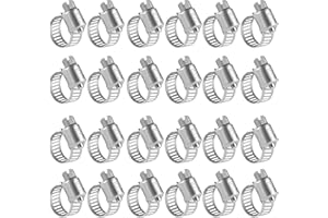 Winlong 1/2'' Stainless Steel Hose Clamps - 24PK Size 4 Small Worm Gear Drive Hose Clamps Clamping Range 1/4 Inch to 5/8 Inch (6mm-16mm) for Automotive Plumbing, 1/4'' Clamps, 1/2'' Clamps