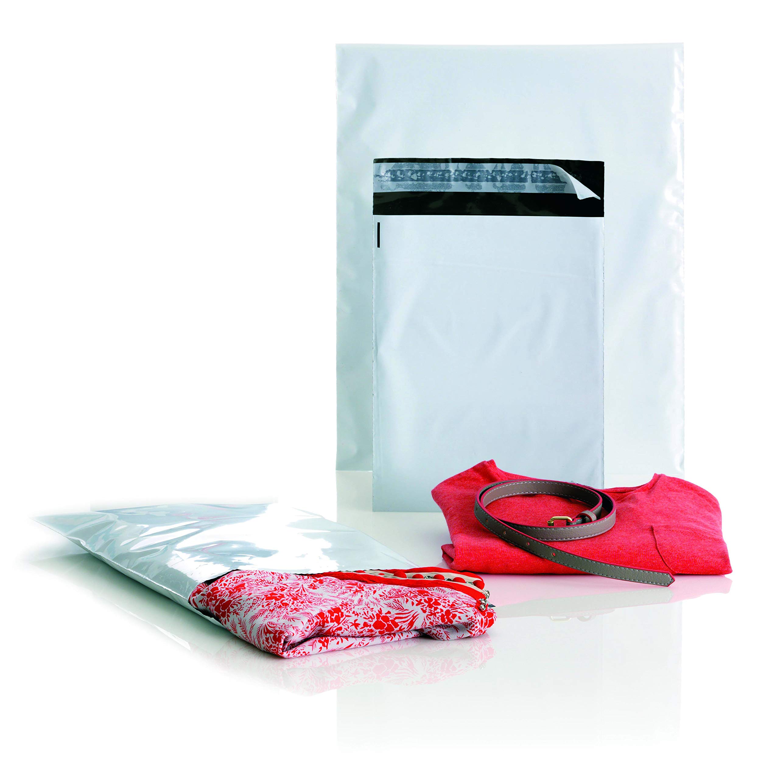 460 x 350 Blue Label White Polythene Mailing Bags 60 gsm, 100% Recyclable Coextruded Polythene, 100 Pack