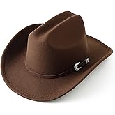 Jastore Kids Western Cowboy Hat for Girl Boy Wide Brim Beach Cowgirl Hat with Belt Buckle Cattleman Cowboys Hats