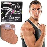 THERABAND Kinesiology Tape, Beige/Beige, 1 Roll, with XactStretch Indicators, Long-Lasting Athletic Tape for Shoulder, Back & Knee, Latex-Free & Water Resistant for Men and Women, Pre-Cut