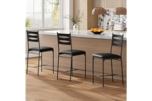 Garvee Bar Stools Set of 2, 22.4 Inch Counter Height Bar Stools with PU Leather Cushion, Industrial Metal Armless Bar Chairs 
