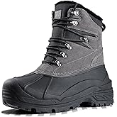 FREE SOLDIER Mens Snow Winter Boots for Men Warm Fleece Lining Winter Ski Shoes Waterproof Insulated Booties(Grey,9)