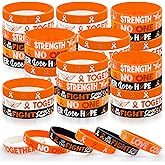 100 Pcs Leukemia Awareness Orange Ribbon Silicone Bracelets Kidney Cancer Bracelets Leukemia Lymphoma Cerebral Cancer Awareness Support Bracelets for Women Man Public Social Charity Welfare Event