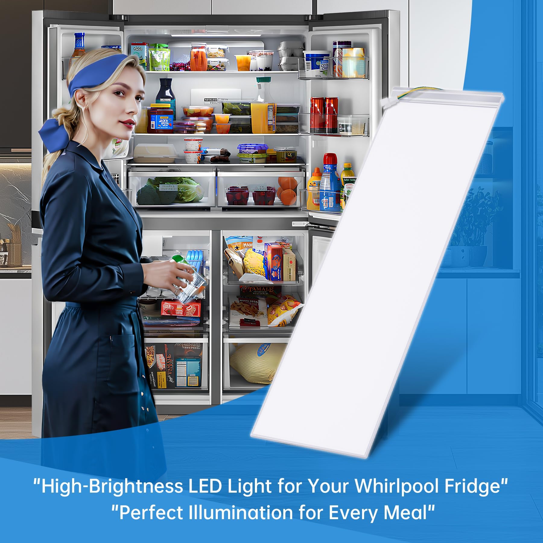 W11048980 Refrigerator LED Light Assembly Compatible with Whirlpool WRQA59CNKZ Kitchen-Aid KRQC506MPS00 Replace W11455230 W11470191 W11032355 W11032353, 10 Years Manufacturer