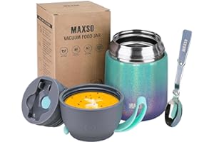 ITSLIFE Insulated Thermo Soup Jar for Kids & Adults, 17 oz Stainless Steel Thermal Food Container with Spoon, Triple Layer Insulation (Rainbow)