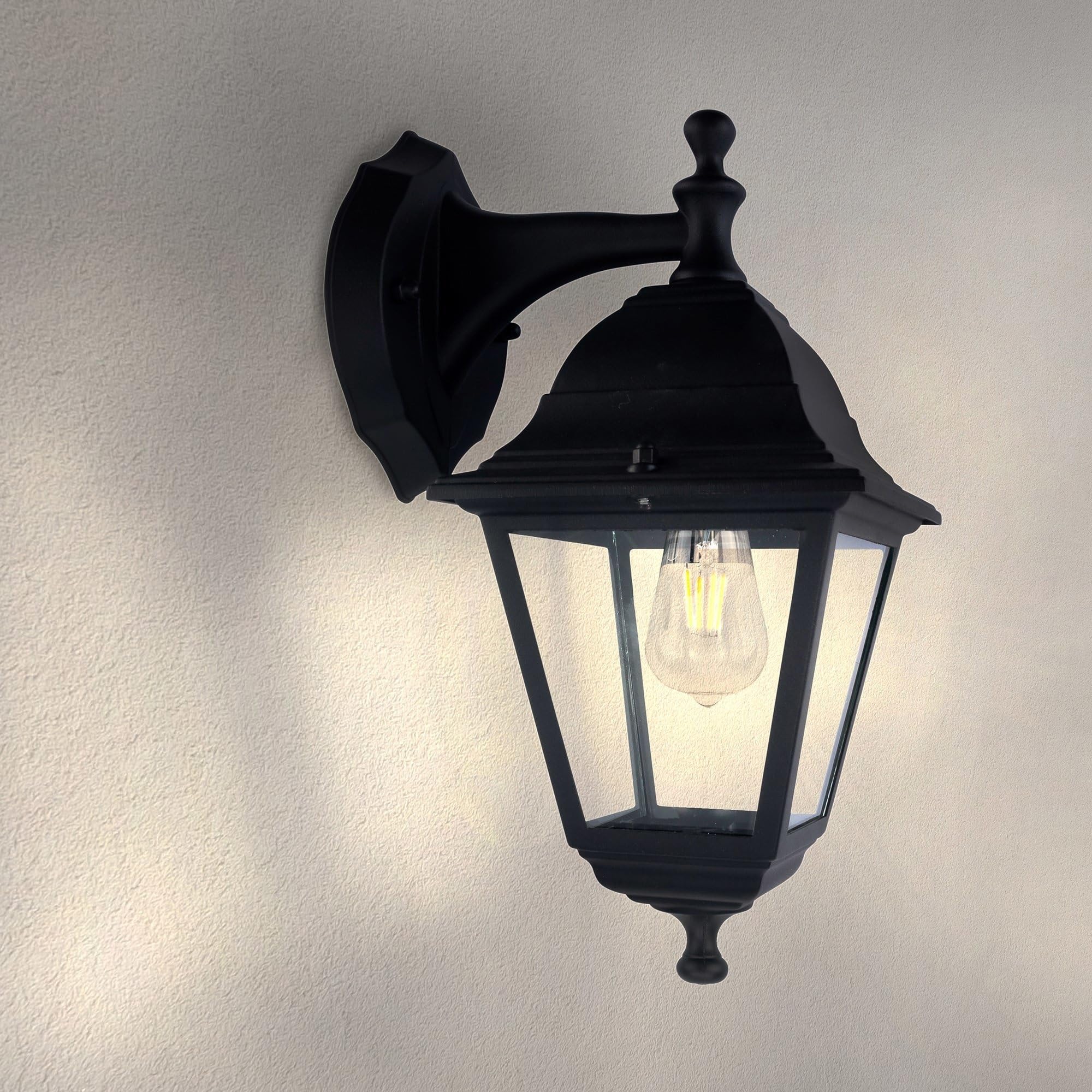 Ledvion - Wall Lamp Outdoor Lamp, Outdoor Lighting, Garden Lighting, Classic Lamp, Vela S, Black Lamp, E27 Fitting, Aluminum
