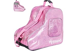 Hytiland Roller Skate Bag Inline Skates Bag Stylish Plain Holographic Fashion Model Spacious Big Capacity Ice Skate Bag Breathable Mesh Waterproof & Durable Figure Skating Bag For Women And Youth