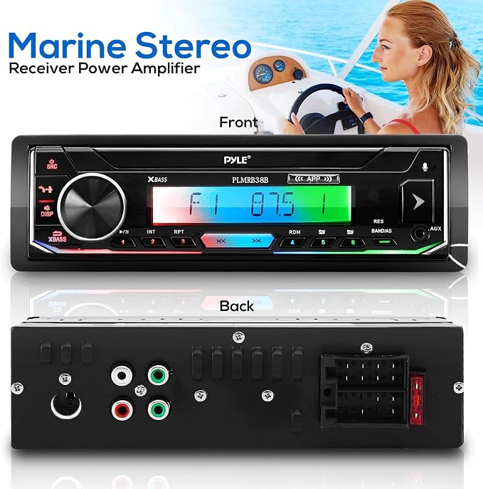 Pyle PLMRB38B Marine Boat Stereo System – Single DIN Radio, MP3/USB/SD Player + 2x 5.25" Speakers