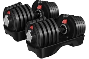 Yaheetech Adjustable Dumbbell Set 28/40/52.5/90LBS Adjustable Dumbbells Fast Adjust Dumbbell Weight Set with Anti-Slip Handle and Tray for Men/Women Home Gym Strength Training Equipment Single/Pair