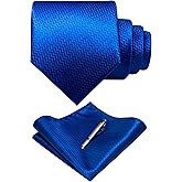 RBOCOTT Solid Color Tie Woven Classic Formal Mens Necktie and Pocket Square with Tie Clip Set