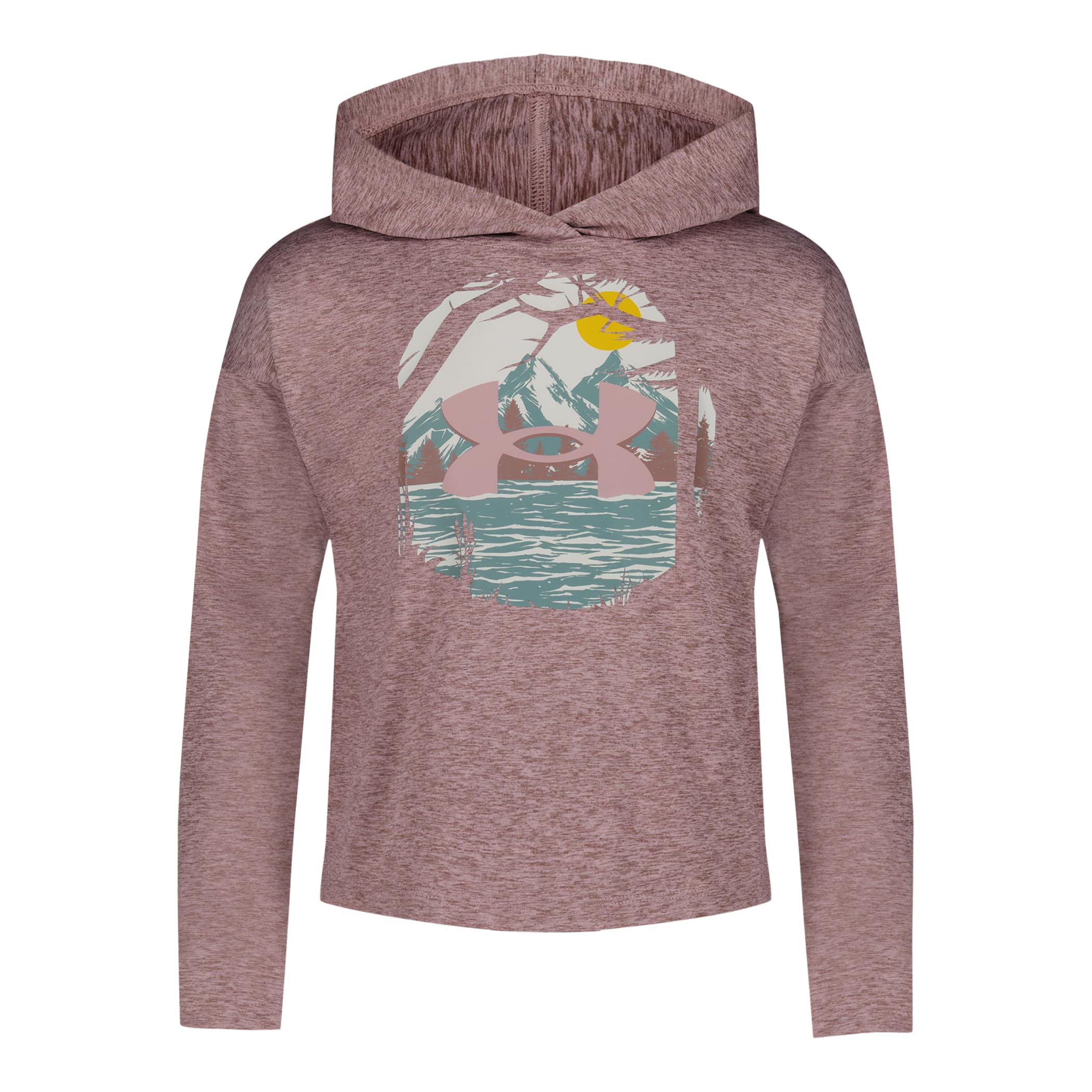 Under Armour Girls' Pullover Fleece Hoodie Sweatshirt, Outdoor Collection, Maroon Mist, YL Image