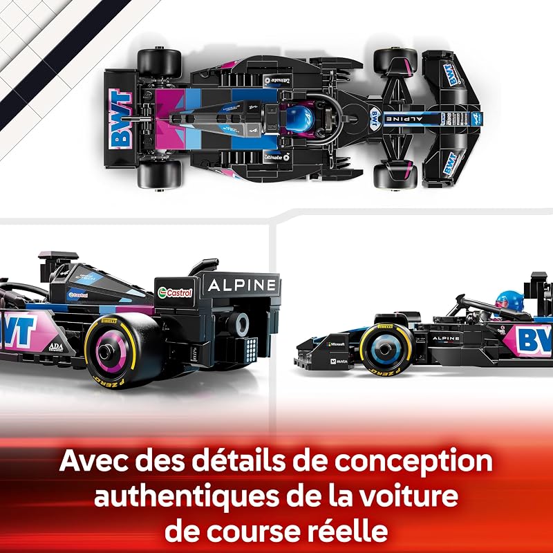 Speed Champions Voiture F1 BWT Alpine Team A524 - Jeu de Construction avec véhicule de Course - Minifigurine Collector de Pilote de Formule 1 - Maquette pour garçons et Filles dès 10 Ans 77248