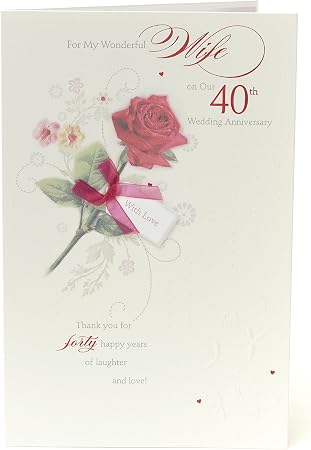 Amazon Com 40th Wedding Anniversary Card Wife Ruby Wedding