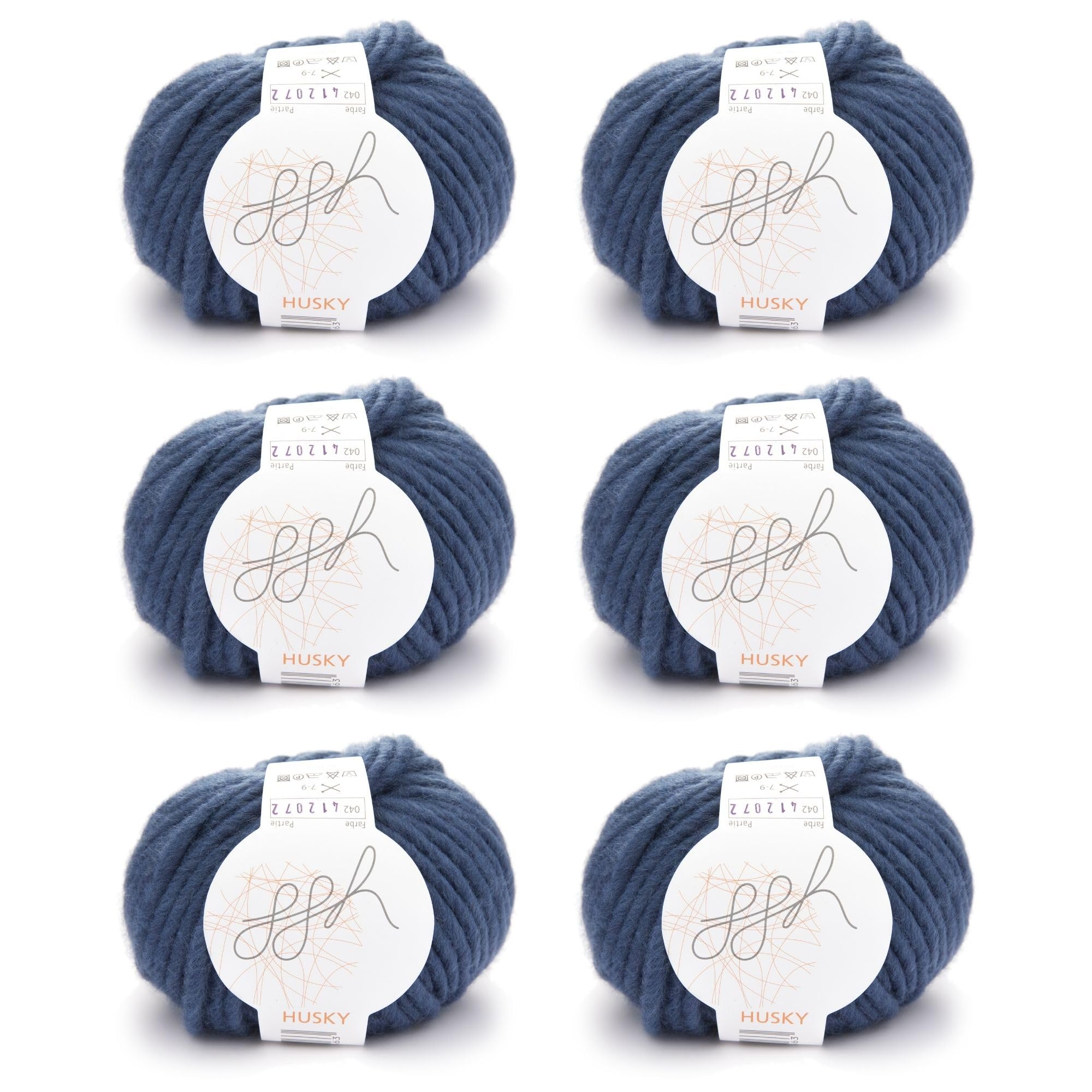 ggh Husky Box with 6 Balls - 50g per Ball - a Total of 300g | Color 042 - Ocean Blue