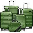LARVENDER Luggage Sets for Women 5 Piece Hardside Expandable Suitcases with Wheels TSA Lock, Lightweight Travel Carry On Suitcase Set with Cosmetic Case, Army Green
