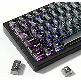 dagaladoo Clear keycaps Set,Translucent Keyboard keycaps,Jelly Key caps | Shine Through keycap Glossy,Transparent MDA Profile Custom keycaps for Mx Switches Mechanical Keyboard(115-keys,Black/Grey)