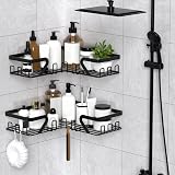 KEGII Corner Shower Caddy No Drilling Adhesive Stainless Steel Black view 2