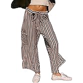 Bankeng Women Drawstring Striped Pants Loose Wide Leg Lounge Pants Casual Palazzo Pants Trousers with Pockets