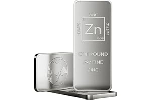 1 Pound Zinc Bar Bullion Paperweight with Element Design | .999 Pure Zinc Metal bar Made in USA by Unique Metals