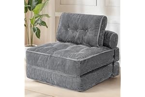 PulseFay Folding Sofa Bed, Convertible Foldable Chair Bed, Floor Couch for Adults, Comfy Floor Sofa Small Couches for Small Spaces, Gray