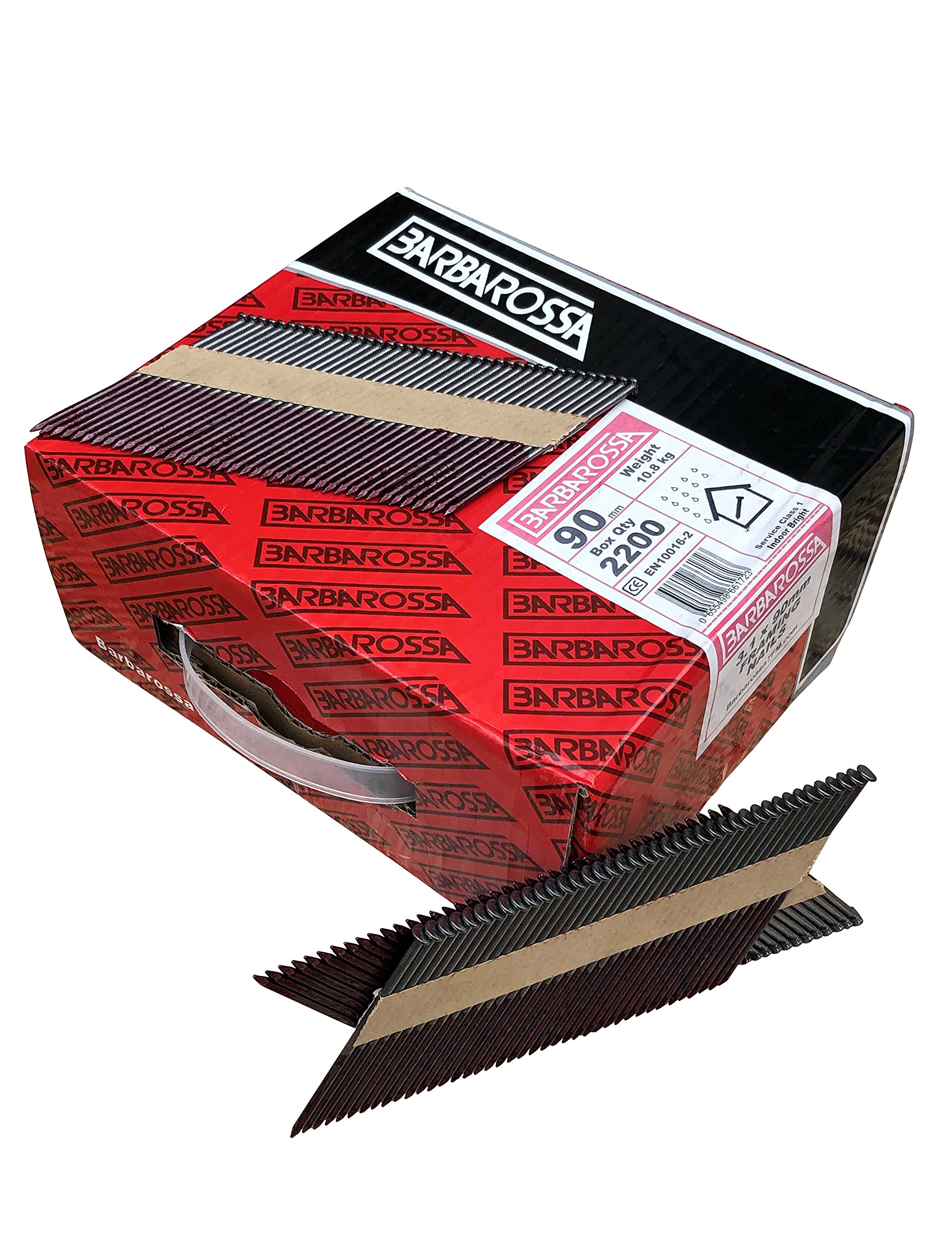 Barbarossa 1st Fix (51mm - 90mm) Bright collated framing Nails for Cordless nailers (90mm - 3 1/2” (2200) Smooth Shank)