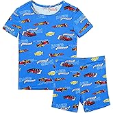 EASWEET Bamboo Viscose Toddler Pajamas Sets, Kid Boy Girl Snug Fit Short Sleeve Summer Sleepwear Pjs 2pcs Set