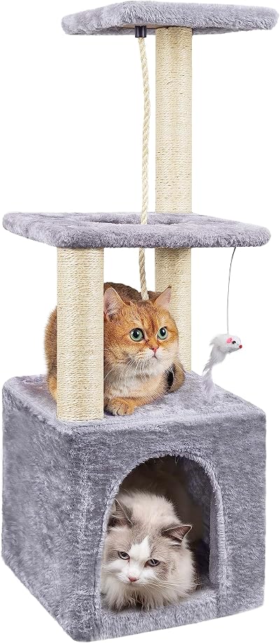 HOMIDEC Cat Scratching Post 90cm Multi Level Cat Tree Grey Indoor