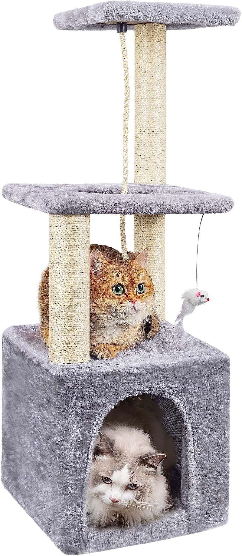 HOMIDEC Cat Scratching Post 90cm Multi Level Cat Tree Grey Indoor