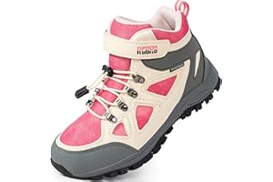 R CORD Kids Hiking Boots Drawstring Closure Girls Hiking Boots Waterproof Durable TPR Traction Outsole Anti-Skid Athletic Out