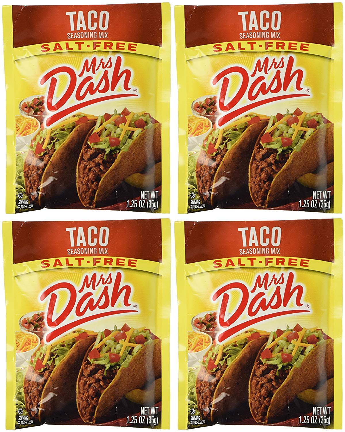 Mrs Dash Salt Free Taco Seasoning Mix (1.25 oz Packets) 6 Pack