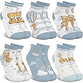 hometrixx 6 Pairs Kids Girls Ankle Socks Low Cut Cartoon Bear Balloon Animals Breathable No Show Socks aged for 2-11 Years