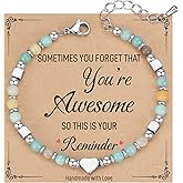 TONY & SANDY Tiny Beaded Bracelets for Women, Sometimes You Forget You're Awesome Gift, Unique Gifts for Women, Mom, Daughter, Wife, Coworker, Best Friend, Bestie, Granddaughter