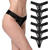 Wironoat Lace Thongs Comfortable Women Lace Soft Thongs Panties Pack 6